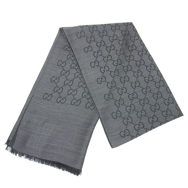 Gucci - Ladies' Charcoal Grey Wool Silk Scarf