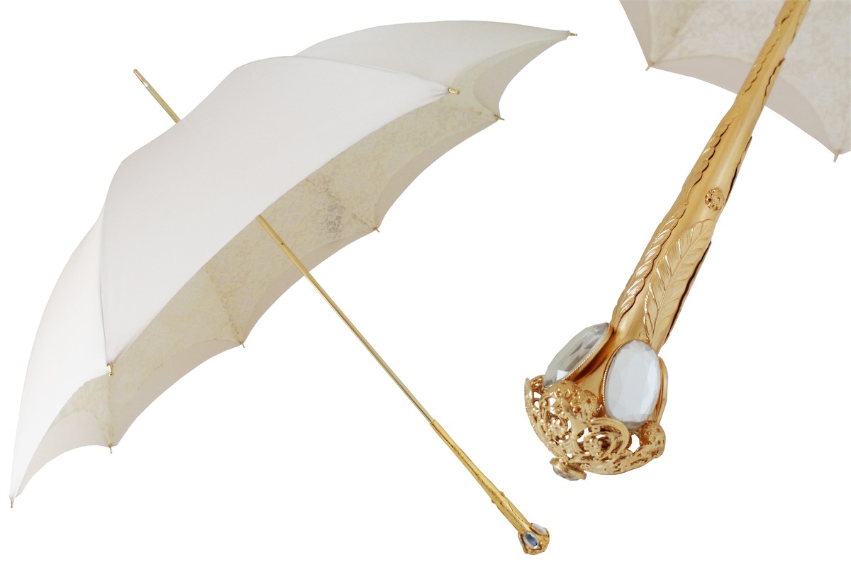 Pasotti Women Luxury Ivory Parasol Umbrella  