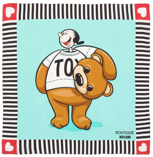 Moschino Boutique Olive Oyl as Toy Bear Scarf - Turquoise 