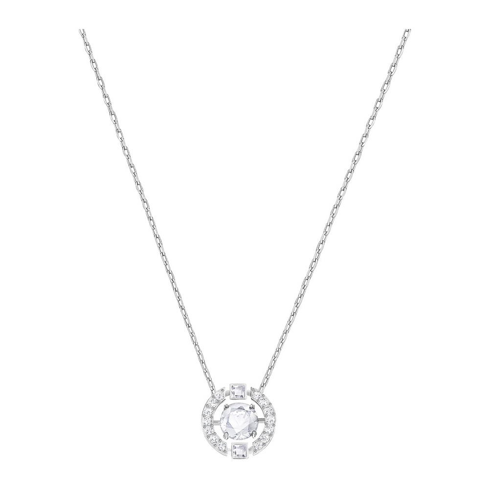 Swarovski Sparkling Dance Round Necklace, White, Rhodium Plating